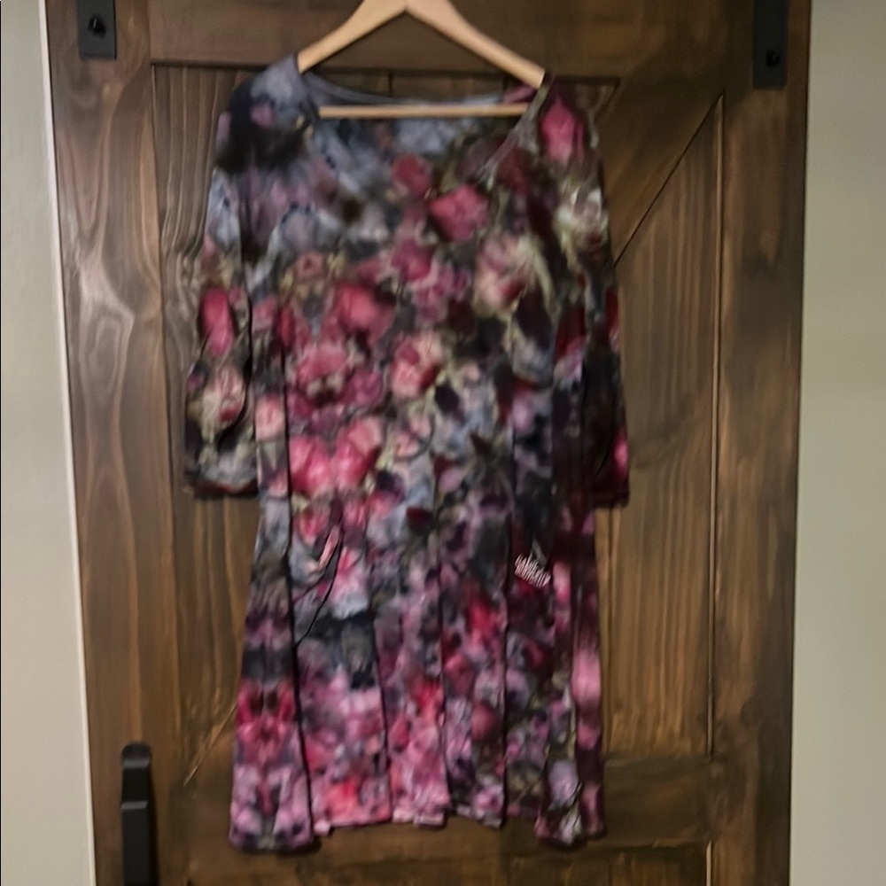 Floral Pink and Black Dress